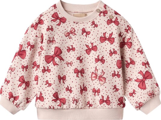 Wheat Collegegenser Lia Mandel Peach Sløyfer Wheat 2 år (92) Collegegenser Beige Rosa Rød