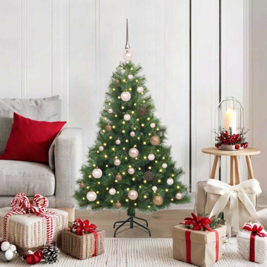  Kunstig juletre med 150 LED med stativ grønn 120 cm PE og PVC