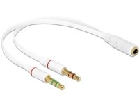 DeLOCK - Headsetadapter - stereo mini-jack (hann) til 4-pin mini-jack (hun) - 20 cm - hvit