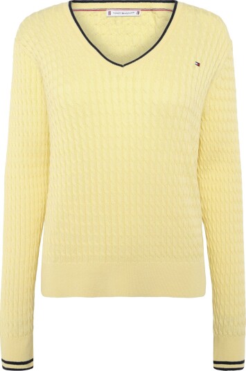 Tommy Hilfiger Co Cable Fine Gg V Nk Ls Swt Yellow L