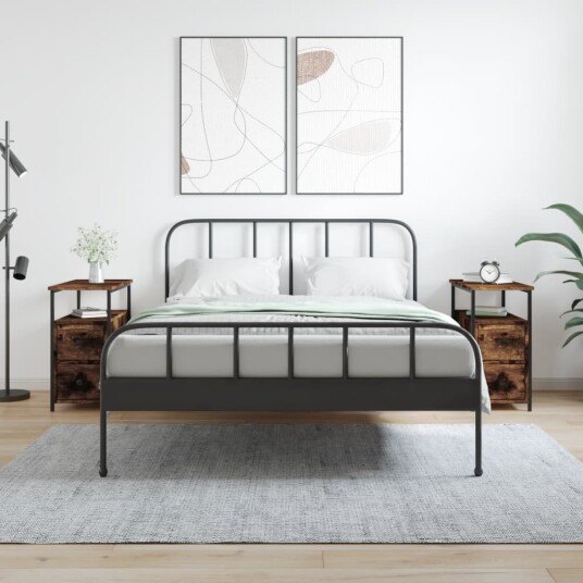  Nattbord 2 stk røkt eik 30x60x60 cm konstruert tre 8720845940270