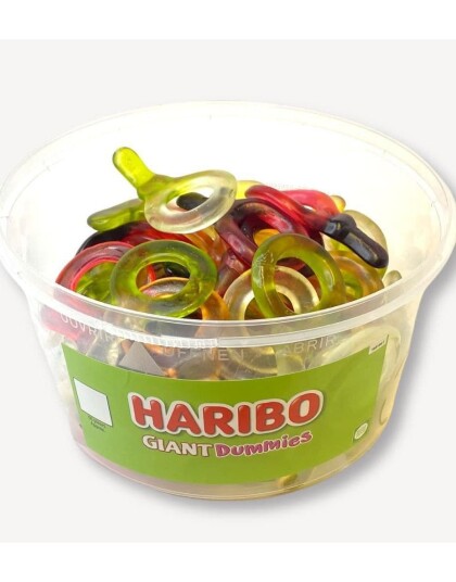 60 stk Haribo Giant Dummies Boks med Store Vingummismokker 816 gram 60 stk Haribo Giant Dummies Boks med Store Vingummismokker 816 gram