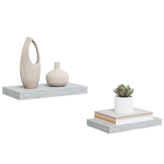vidaXL Flytende vegghyller 2 stk betonggr? 40x23x3,8 cm MDF