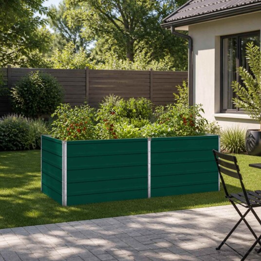 vidaXL Hevet Hagebed Grønn 160 x 80 x 55 cm kaldvalset stål