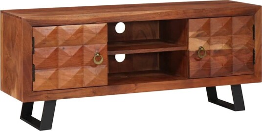 TV skap med hylle honningbrun 112 x 30 x 48 cm heltre akasie
