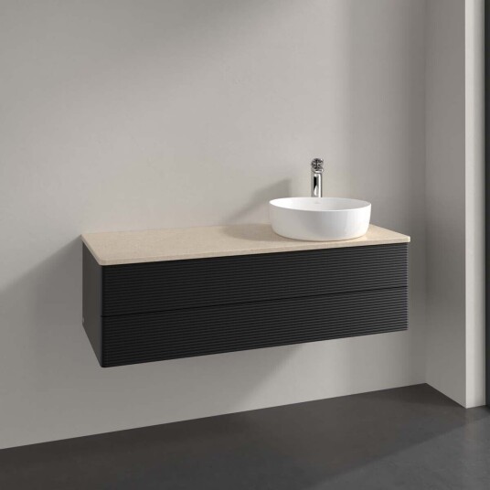Villeroy & Boch  Antao Servantskap med 2 skuffer 120x50x36 cm m/lys Sort Matt/Crème