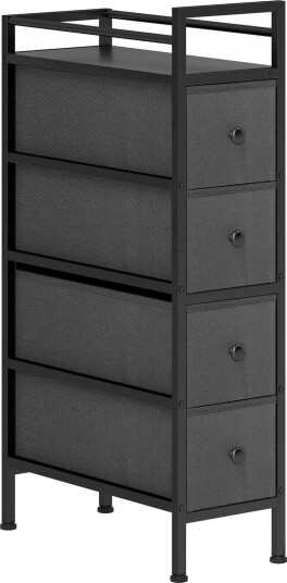 Slank stoffkommode med 4 skuffer – svart 20x43x81,5 cm