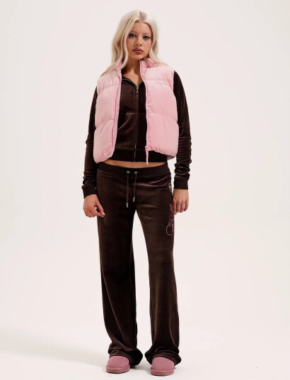 Juicy Couture Lightening Velour Gilet - Pink - XS