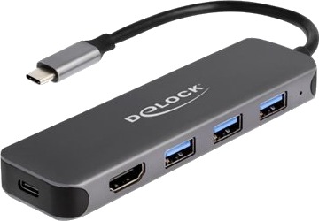 Delock - Hub - 3 X Usb 3.2 Gen 1 + 1 X Usb-C (Strømlevering) + 1 X Hdmi - Stasjonær
