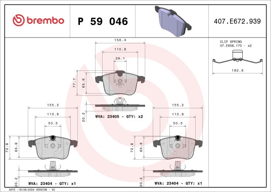 Bremseklosser BREMBO P 59 046 Bremseklosser BREMBO P 59 046
