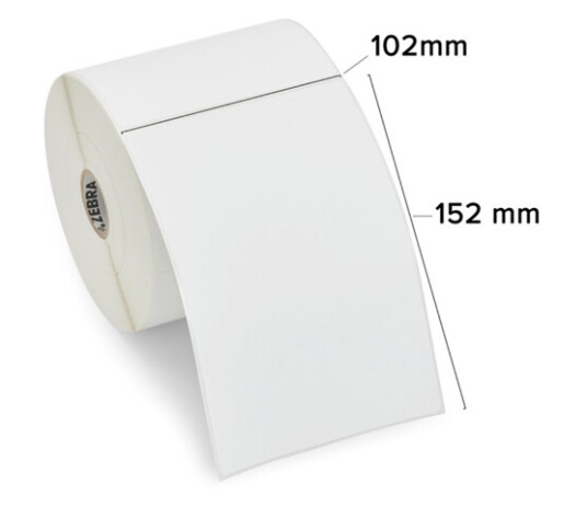 Zebra 800284-605 Z-Perform 1000D Direct Thermal Paper Labels Uncoated Permanent Adhesive 25mm Core Perforation (12-Pack)