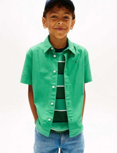 Tommy Hilfiger Stretch Oxford Shirt Ss Green 128