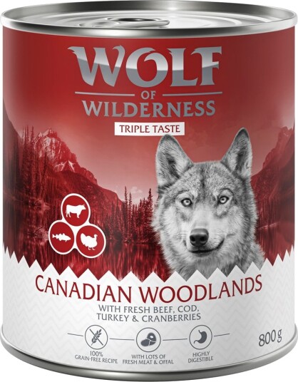 Wolf Of Wilderness Våtfôr Triple Taste Triple Taste Canada 6 X 800 G