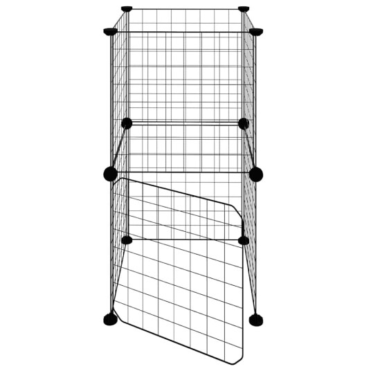 Vidaxl Dyrebur 8 Paneler Med Dør Svart 35X35 cm Stål Vidaxl Dyrebur 8 Paneler Med Dør Svart 35X35 cm Stål