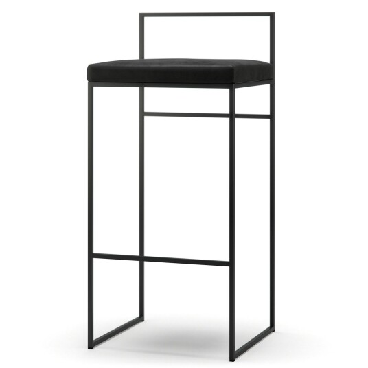 Department Barstol med Ryggstøtte 90 cm Svart / Svart Fløyel