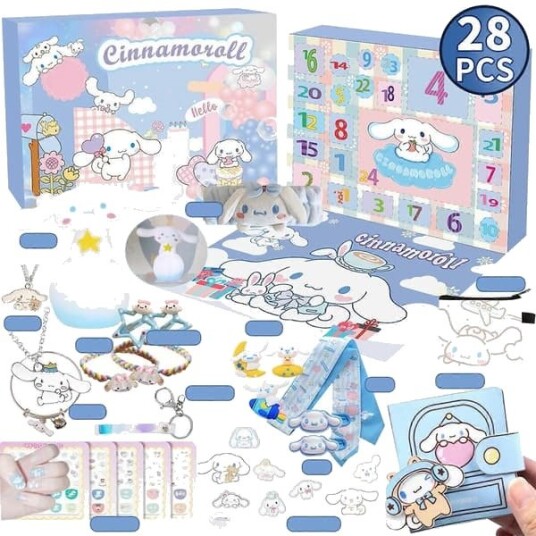 2026 Cinnamoroll Julekalender Kawaii Anime Tegneserie Tilfeldig Figur Pynt Nøkkelring Gave Barn Leketøy