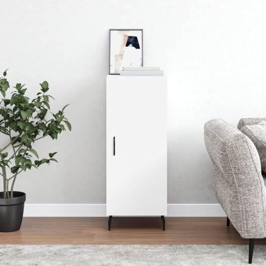 vidaXL Skjenk hvit 34,5x34x90 cm konstruert tre