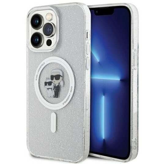 Karl Lagerfeld Karl&Choupette Glitter Magsafe Gjennomsiktig Mobildeksel til iPhone 15 Pro Max 6.7"