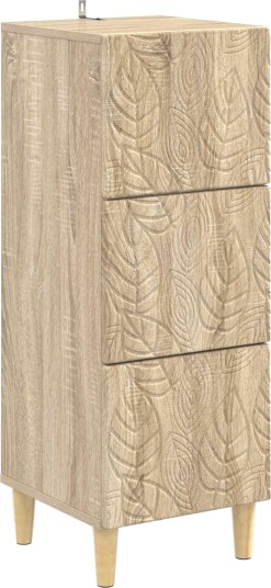 vidaXL Skuffeskap Sonoma eik 33 x 34,5 x 90 cm Konstruert tre