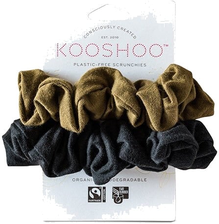 KooShoo Hår Scrunchie Black Olive 2 Stk   Øko & Plastikkfri   2 Stk