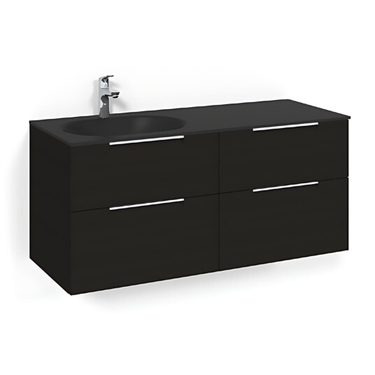 Macro Design Crown Servantskap 4-skuff - med Venstre Glasservant 120cm Svart eik / Grip Glass Edge Macro Design Crown Servantskap 4-skuff - med Venstre Glasservant 120cm Svart eik / Grip Glass Edge