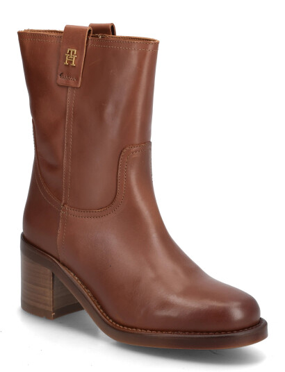 Tommy Hilfiger Riding Lthr Mid Boot Block Heel - Brown - 40 Tommy Hilfiger Riding Lthr Mid Boot Block Heel - Brown - 40