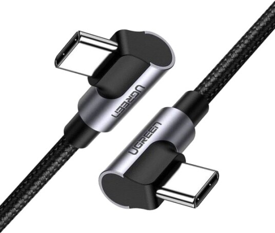 Ugreen Us323 Usb-C Til Usb-C Vinklet Kabel, Pd, 3A 60W, 2M (Svart)