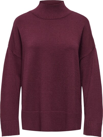 Only Mary Long Sleeve High Neck Slit Knit Burgunder L