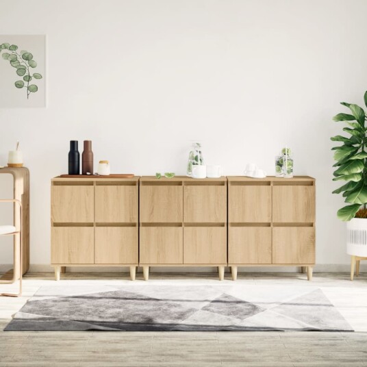  Skjenker 3 stk sonoma eik 60x35x70 cm konstruert tre