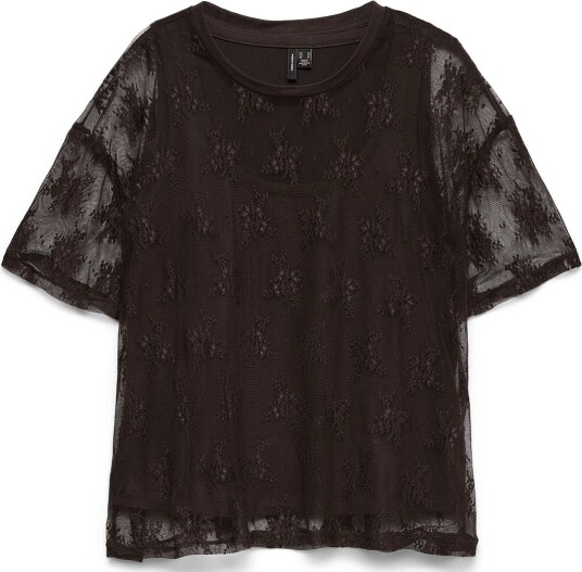 Vero Moda Vmnikita S/S O Neck Top Jrs Btq Fr CHOCOLATE TORTE XL