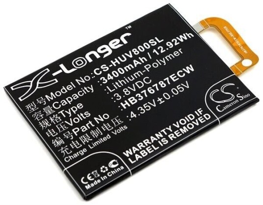 Huawei Honor V8 batteri (3400 mAh 3.8 V, Sort)
