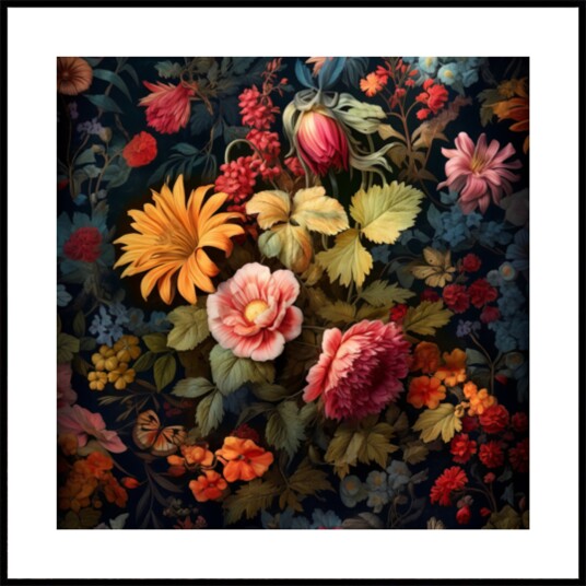 Lush Dark Floral Bloom Plakat / 100x100 Lush Dark Floral Bloom Plakat / 100x100