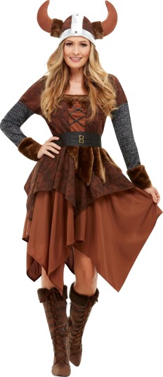 Viking Barbaren Kostyme med Hjelm til Dame Strl M