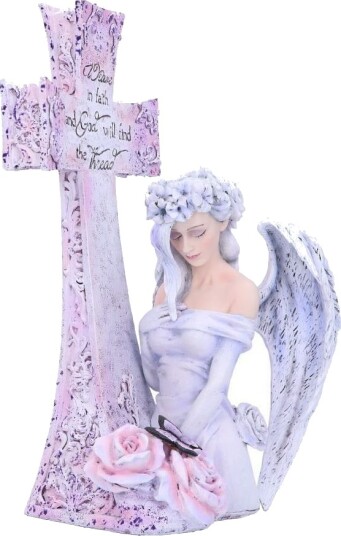 Weave in Faith Håndmalt Englefigur med Kors 26 cm