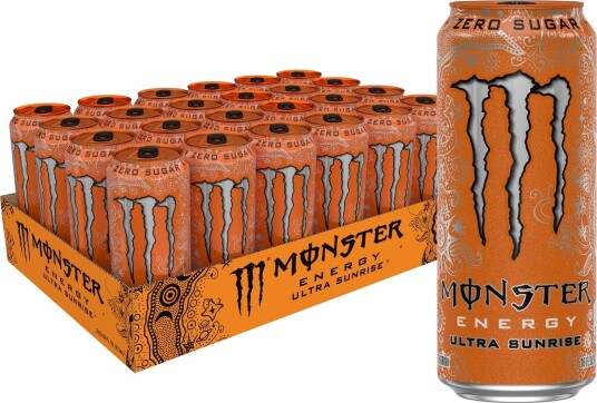 24 stk Monster Energy Ultra Sunrise Zero   Sukkerfri   Helt Brett 24x473 ml USA Import