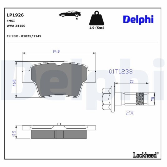 Bremseklosser DELPHI LP1926