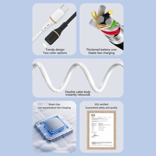 Dudao L25T USB A to USB C Silicone 5A 1m White 