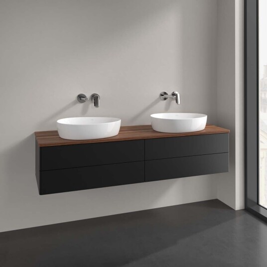 Villeroy & Boch Antao Servantskap med 4 skuffer 160x50x36 cm u/lys Sort Matt/Valnøtt