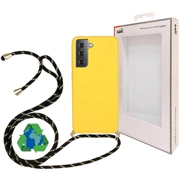 Saii Eco Line Samsung Galaxy S21 5G Deksel med Stropp Gul