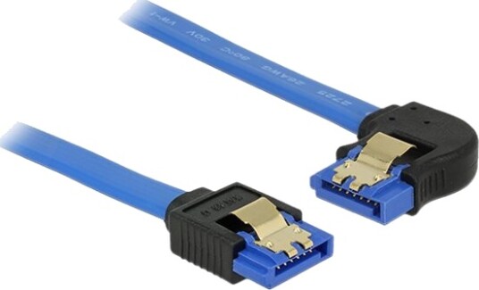 Delock Sata Kabel Serial Ata 150/300/600 SataR Rett Til SataR Venstrevinklet 70 Cm Haspe Blå