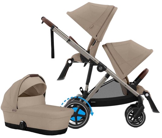 Cybex e Gazelle S Søskenvogn inkl. Liggedel Almond Beige/Taupe