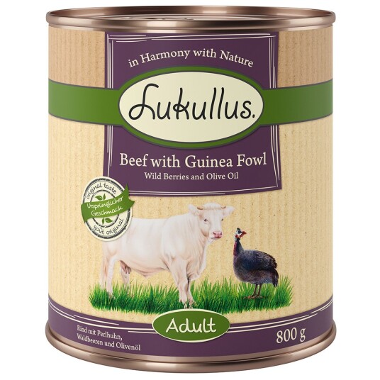 Økonomipakke Lukullus 12 x 800 g - Biff & Perlehøns