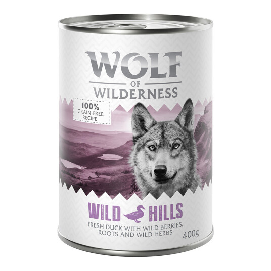 Wolf Of Wilderness Økonomipakke Adult 24 X 400 G Wild Hills And Wolf Of Wilderness Økonomipakke Adult 24 X 400 G Wild Hills And