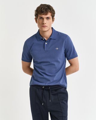 Klassisk piquéskjorte i regular fit DUSTY NAVY XXXL
