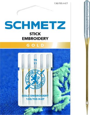 Schmetz Symaskinnåler Broderi Gull 130/705 H-ET 75 5 stk
