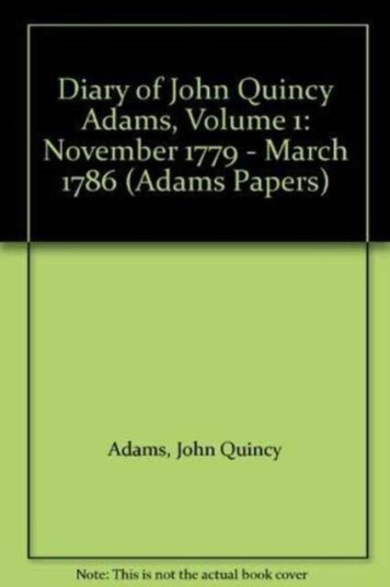 Diary of John Quincy Adams Diary of John Quincy Adams