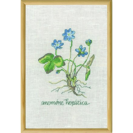 Permin Broderisett Blå anemone 20x30cm