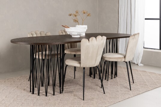 Venture Home Stone Matgruppe 220 cm Oval med 4 Limhamn stoler Beige