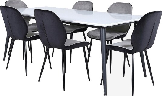 Venture Home   Spisegruppe Jimmy med 6 stk. spisestoler Emma   Hvit