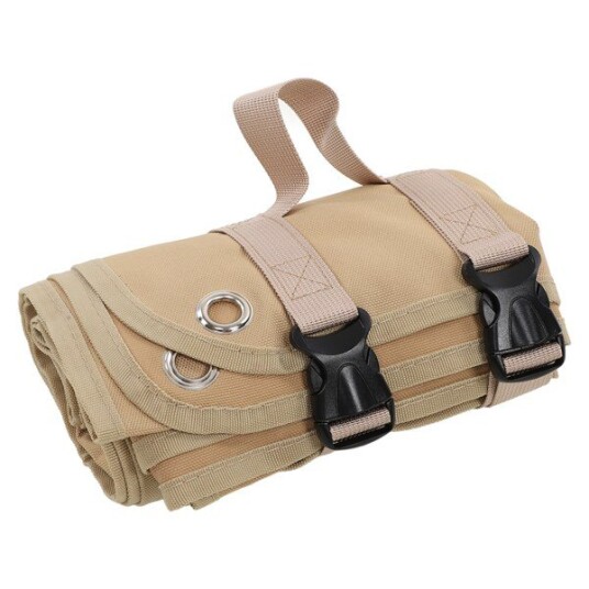 Strandmatte Bærbar Vanntett 900D Nylonstoff Metallhull Myke Komfortable Pikniktepper for Camping Khaki